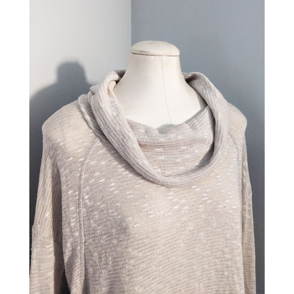 DKNY Jeans Cowl Neck Tunic Sweater Beige Large - Picture 3 of 5